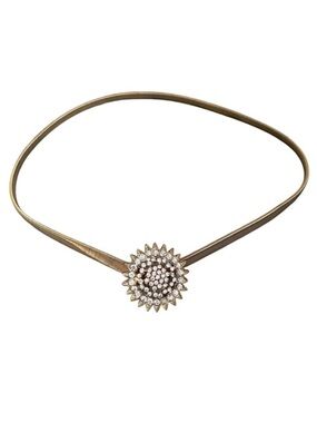 Sunburst Flower Jeweled Gold Tone Stretch Vintage Belt